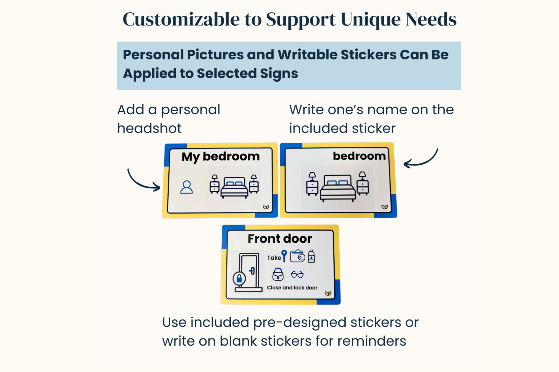 Close-up of the 'Bathroom' sign showing the clear icon and non-glare finish.