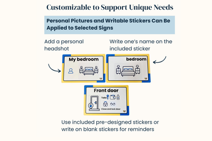 Close-up of the 'Bathroom' sign showing the clear icon and non-glare finish.