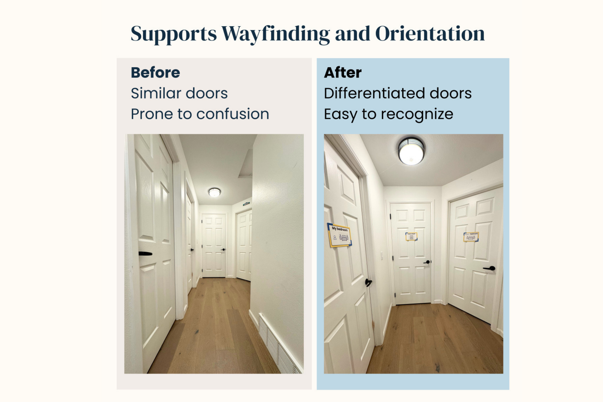 The full contents of The Familiar Space™ sign kit, including 22 signs, stickers, and adhesive strips.