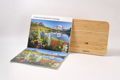 The 2-in-1 Breathtaking Mountains puzzle book, closed.