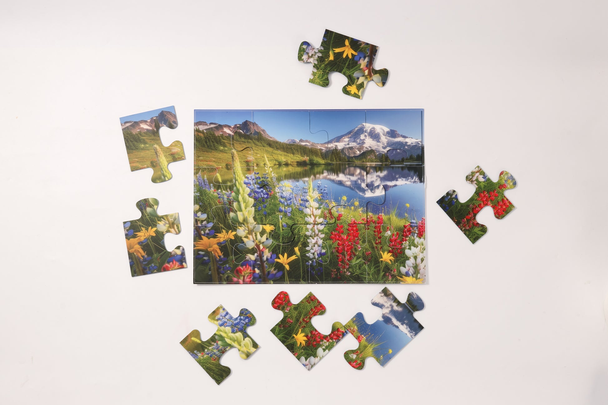 The 2-in-1 Breathtaking Mountains puzzle book, closed.