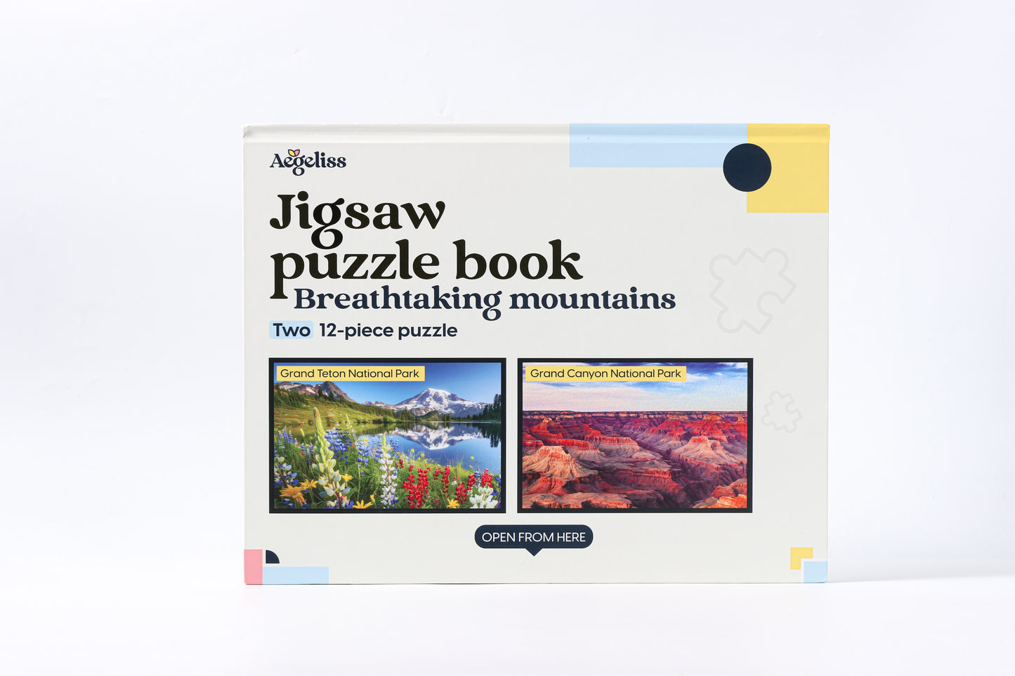 The visual cue table tent and discussion guide from the puzzle's inner envelope.