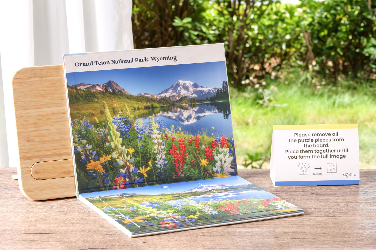 The open puzzle book showing the 12-piece Grand Canyon National Park puzzle.