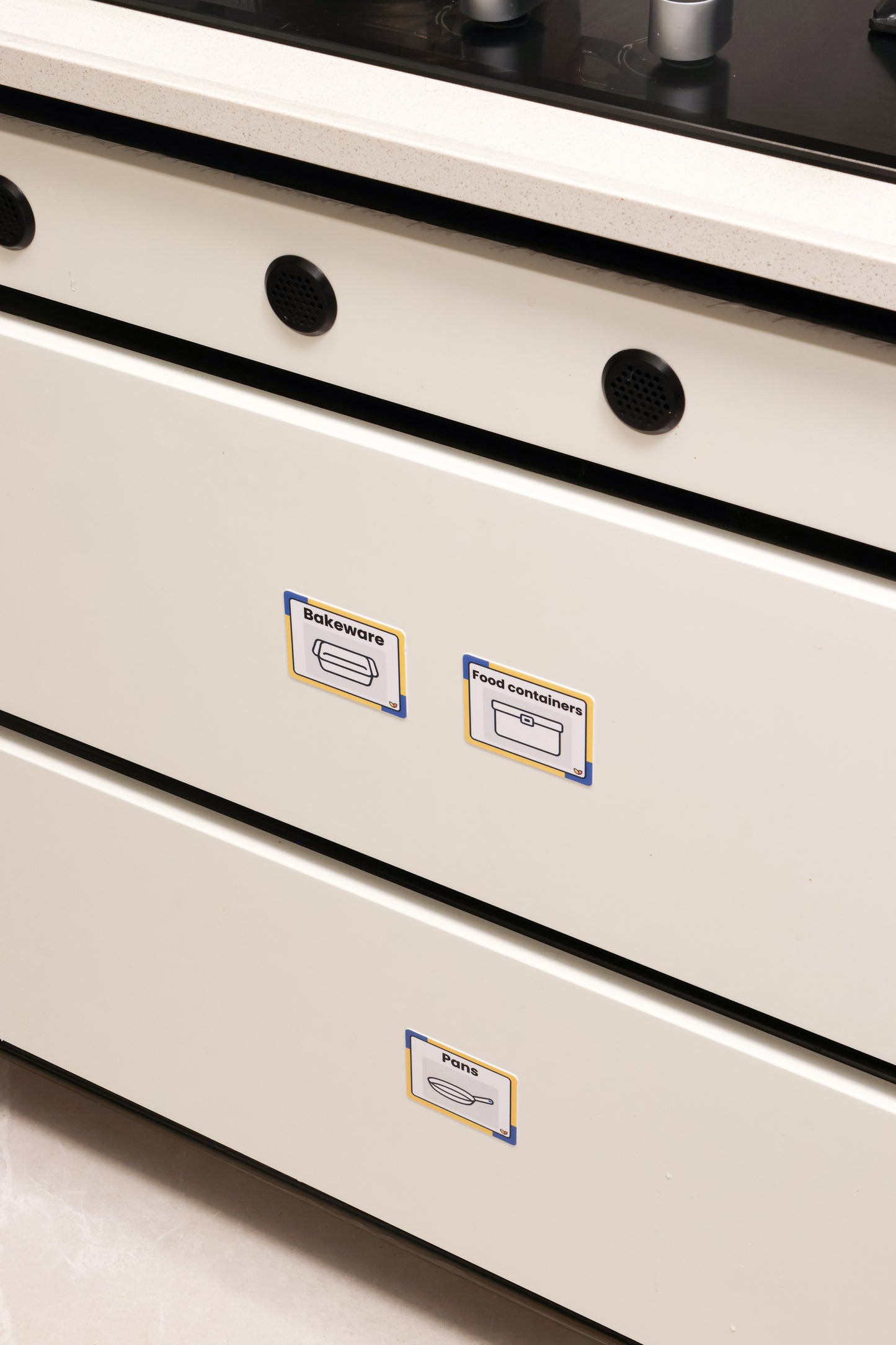 A person with dementia easily finding a coffee mug using a cabinet label